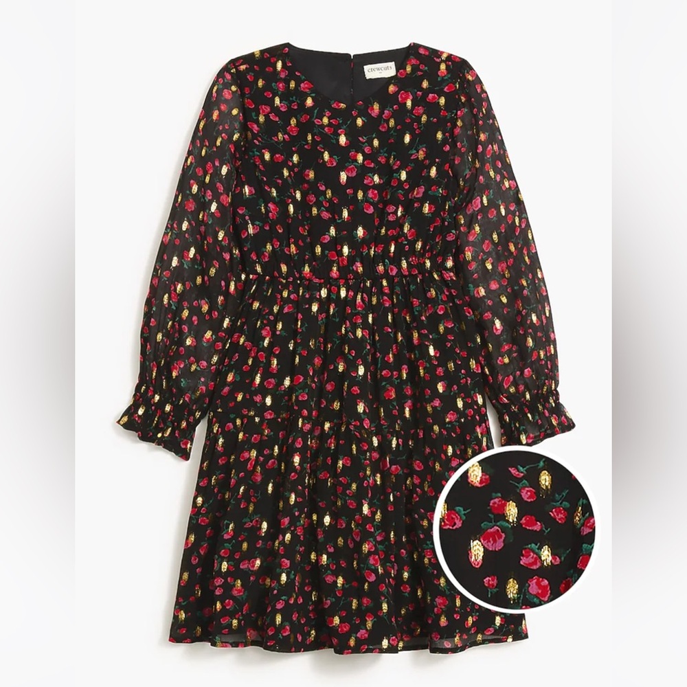 Crewcuts Black with Gold Specked Floral Dress